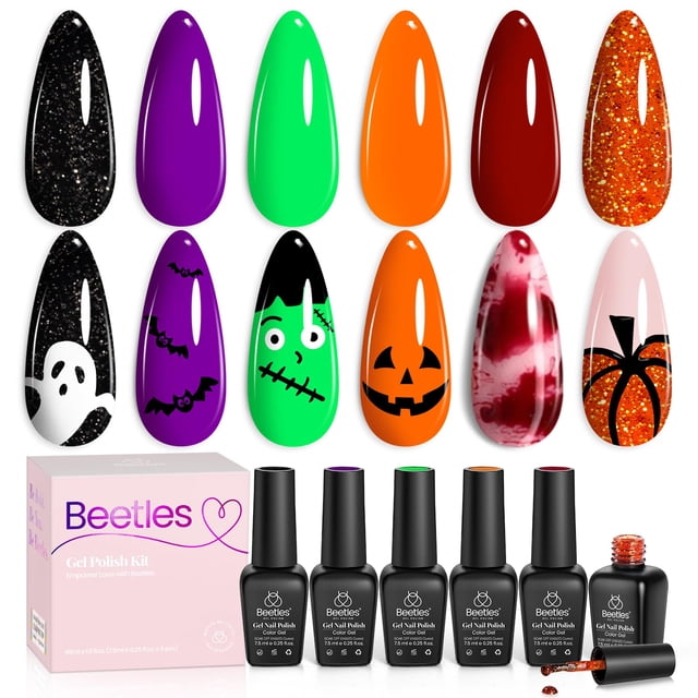 Set de esmaltes de uñas en gel Beetles Hocus Pocus, 6 colores para Halloween