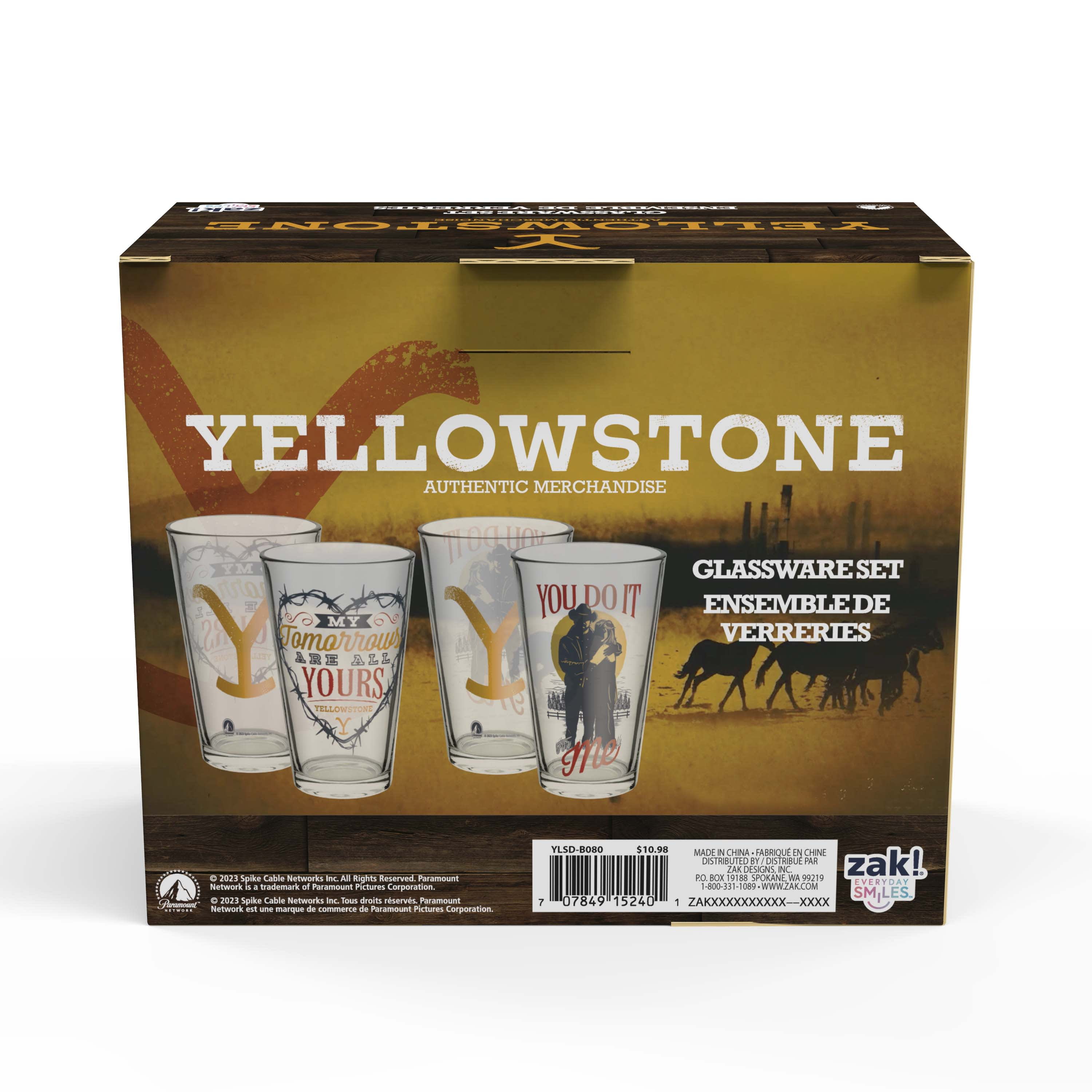 Zak Designs 16 Ounce Valentine Glass 2pk, Yellowstone