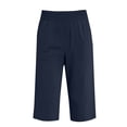 thumbnail image 5 of FRSASU Capris for Women Casual Summer Loose Comfy Elastic Waist Wide Leg Capri Pants with Pockets Navy, 5 of 8