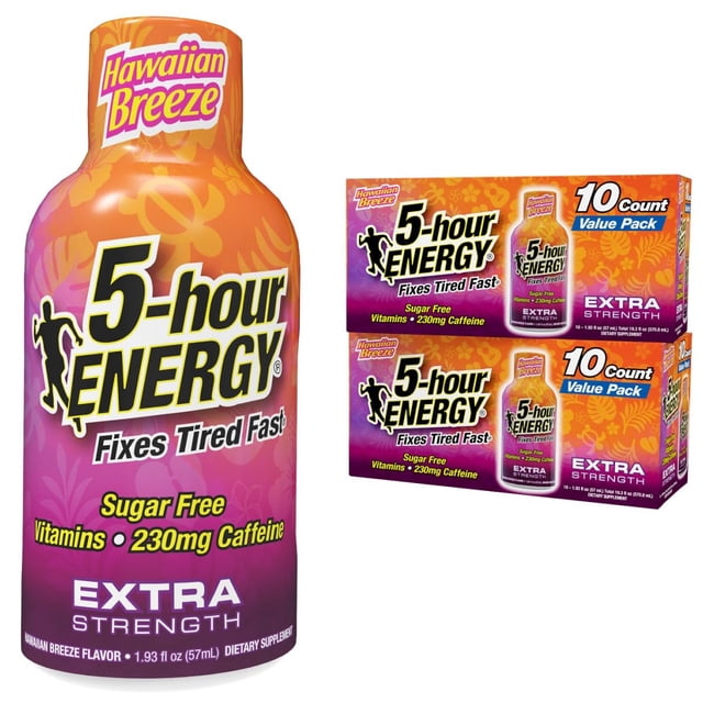 Energy Shot Energy Extra Strength Hawaiian Breeze, 5 horas, 57 ml