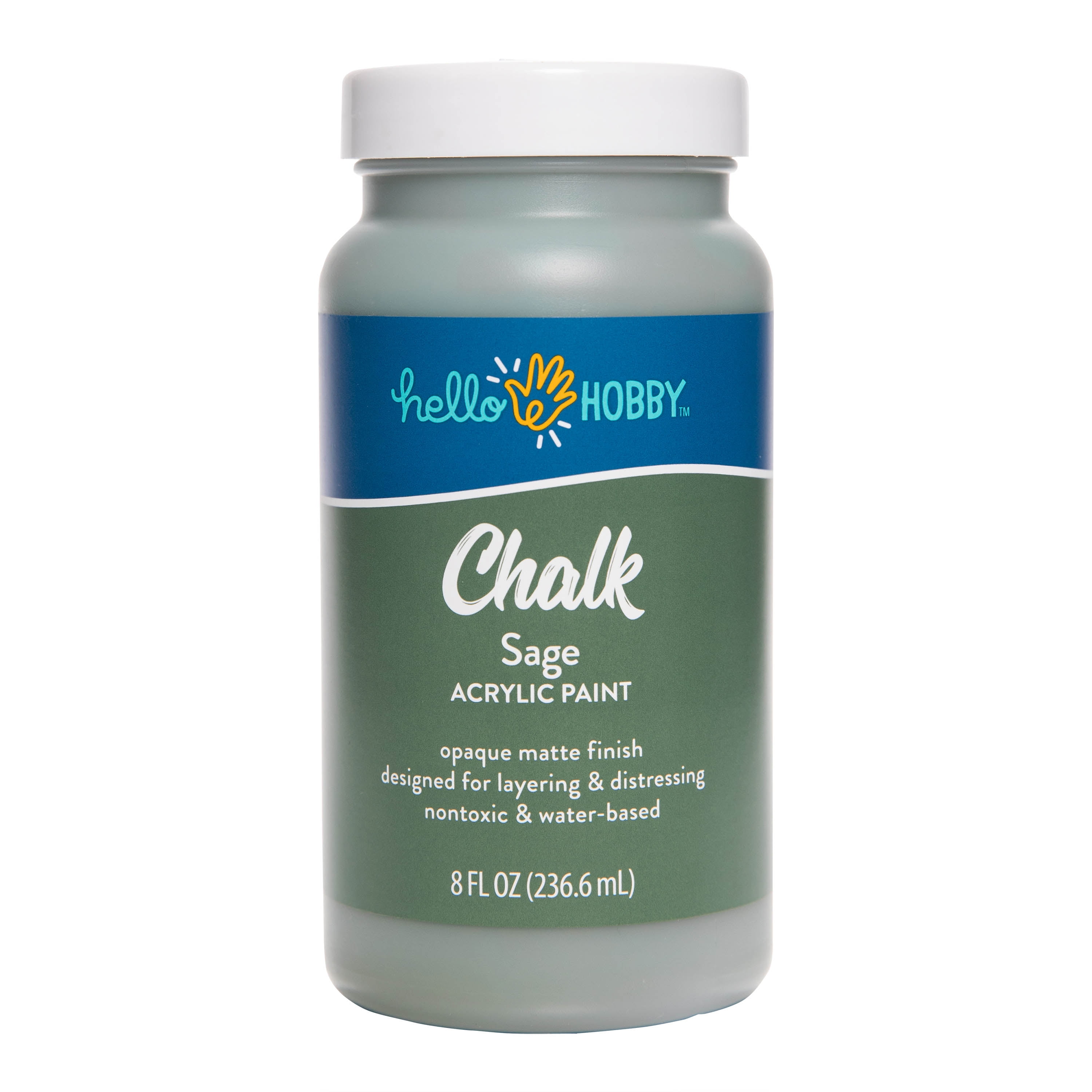 Hello Hobby Chalk Acrylic Paint, Ultra Matte, Sage, 8 fl oz 40509