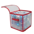 thumbnail image 3 of Northlight Boîte de Rangement de Noël Transparente à Fermeture Éclair - 12,5 Pouces - Contient 64 Ornements - Rouge et Transparent, 3 of 3