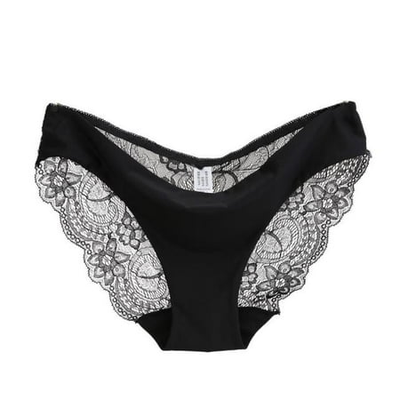 

Women lace Panties Seamless Cotton Panty Hollow briefs Underwear Black/M Note Please Buy One Size Larger
