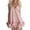 Pink, variant on Women's V-Neck Bubble Hem Mini Dress Adjustable Strap Casual Summer Beach Dress