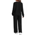 thumbnail image 3 of Fantaslook 2 Piece Womens Lounge Sets Casual Travel Outfits Fall Matching Sweatsuits Long Sleeve Sweatshirt and Wid Leg Pant Pajamas Set, 3 of 9