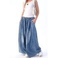 thumbnail image 6 of Extra Wide Leg Denim Pants for Women Long Jeans Elastic Waist with Pockets Loose Casual, 6 of 7