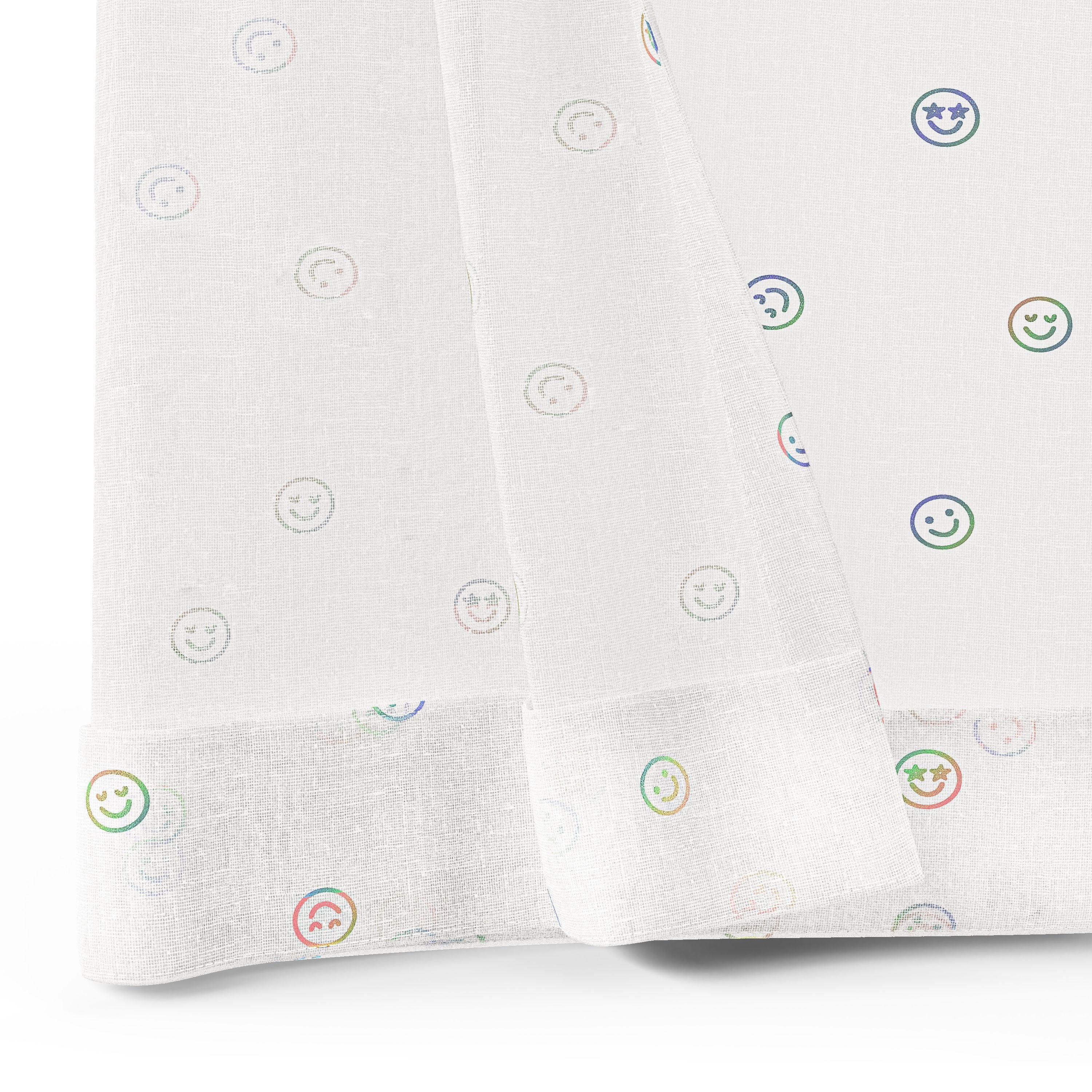 Mainstays Kids White and Multicolor Emoji Sheer Single Panel Curtain, 38" W x 84" L