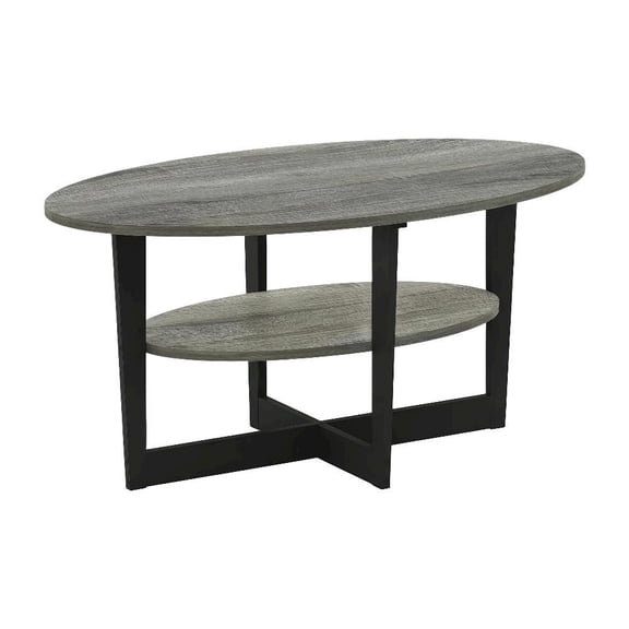 Oval Coffee Table French Oak Grey Black with Modern Design and Durable Surface