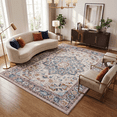 thumbnail image 2 of Kelno 8'x10' Area Rugs Vintage Living Room Rug Washable Low Pile Indoor Carpet Non-slip Soft Rug Bedroom Dining Room, Blue&Red, 2 of 9
