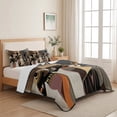 thumbnail image 5 of Full Quilt Set 78''x90'', Black Brown Girls Boho Lightweight Bedspread Coverlet Set with 2 Pillow Shams, Grey Vintage Ethnic Abstract Art Breathable All Season Quilt Bedding for Bedroom/Guest Room, 5 of 9