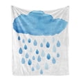 thumbnail image 1 of Nature Soft Flannel Fleece Throw Blanket, Rain Drops and Cloud in Watercolor Painting Effect Nimbus Fun Art Illustration, Cozy Plush for Indoor and Outdoor Use, 60" x 80", Blue White, by Ambesonne, 1 of 6
