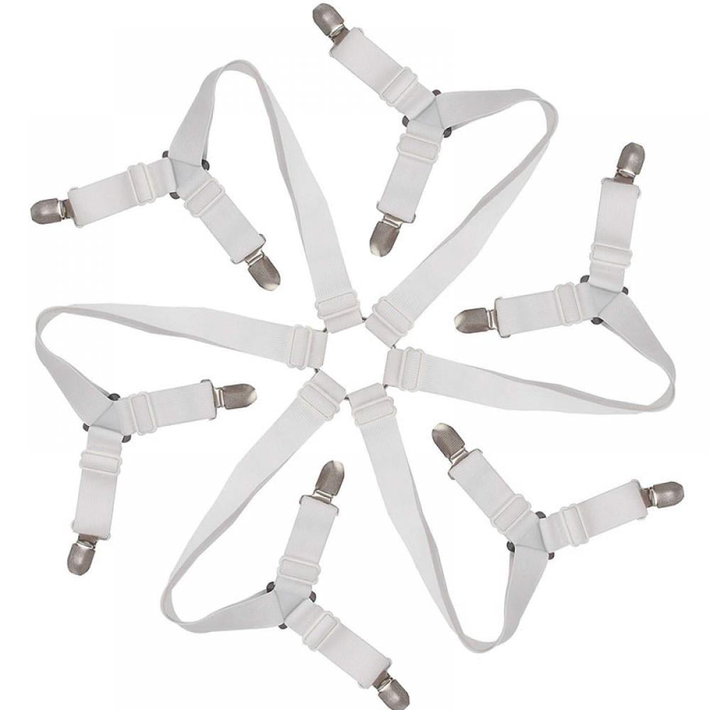Details about   3 Way 6 Sides Crisscross Bed Fastener Clips Fit Sheet Straps Suspender Grippers 
