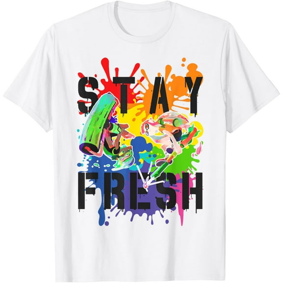 Splatoon T-shirt Splatoon Pride Stay Fresh Rainbow Paint Splat Graffiti Art T-Shirt