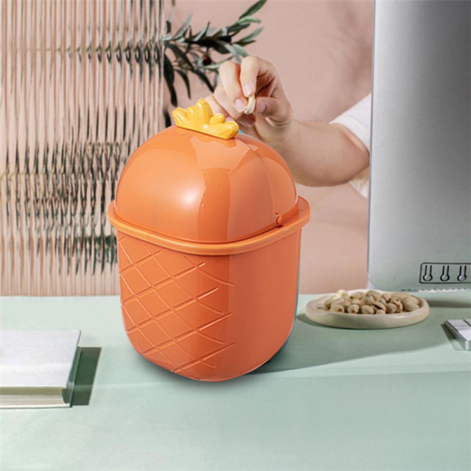 Dyfzdhu Desktop Can Pineapple Design Countertop Waste Basket Mini