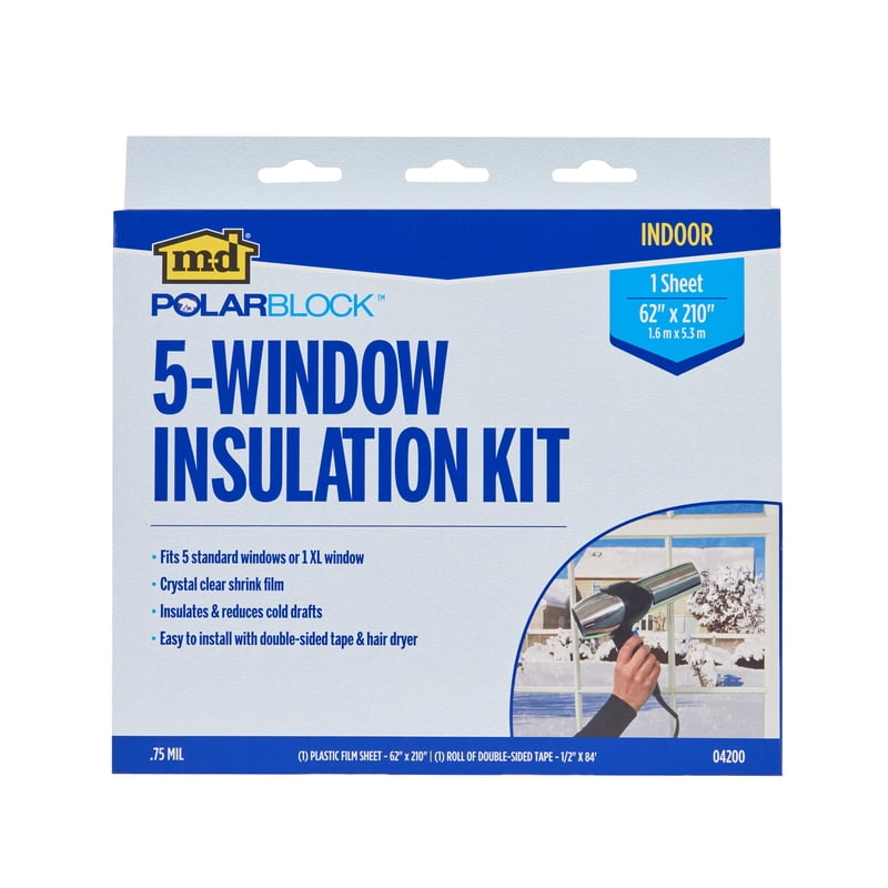 Crystal Clear Film 64 Inch x 42 Inch Polar Bear Weatherproofing Standard 1 Window Insulation Film Kit 