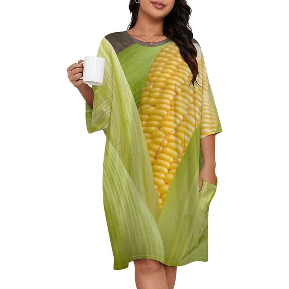 Corn Cob Sleepshirts For Sleeping Travels Loose Sleepdress Pajama Dress Soft Nightdress Sleepwear