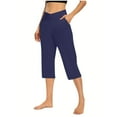 thumbnail image 2 of Women's Yoga Pants with Pockets High Waist Stretch Pants Tummy Control Workout Pants Navy S, 2 of 7