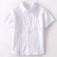 thumbnail image 5 of KPOPLK Girls Shirt Short Sleeve Button Up Top Kids School Uniform Cotton Collared Dress Blouse Size 9-10 Years,White, 5 of 5