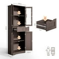 thumbnail image 3 of Asofer 67" Storage Cabinet, Tall w/Glass Door & 2 Drawers, Dark Brown, 3 of 10