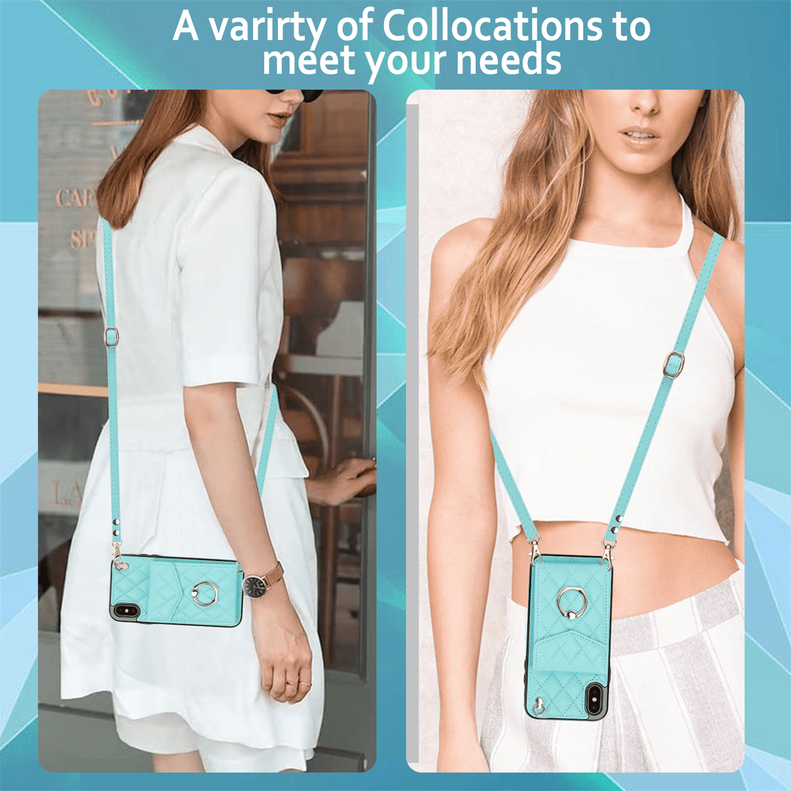 Asuwish Wallet RFID Blocking PU Leather Cell Phone Case with Tempered Glass Screen Protector, Wrist Strap for iPhone XS Max, Teal