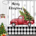 thumbnail image 3 of Merry Christmas Shower Curtain, Christmas Tree Red Truck Winter Snowflake Gray Buffalo Plaid Fabric Shower Curtains Set Holiday Farmhouse Bathroom Decor , Waterproof Polyester with Hooks, 72x72, 3 of 6