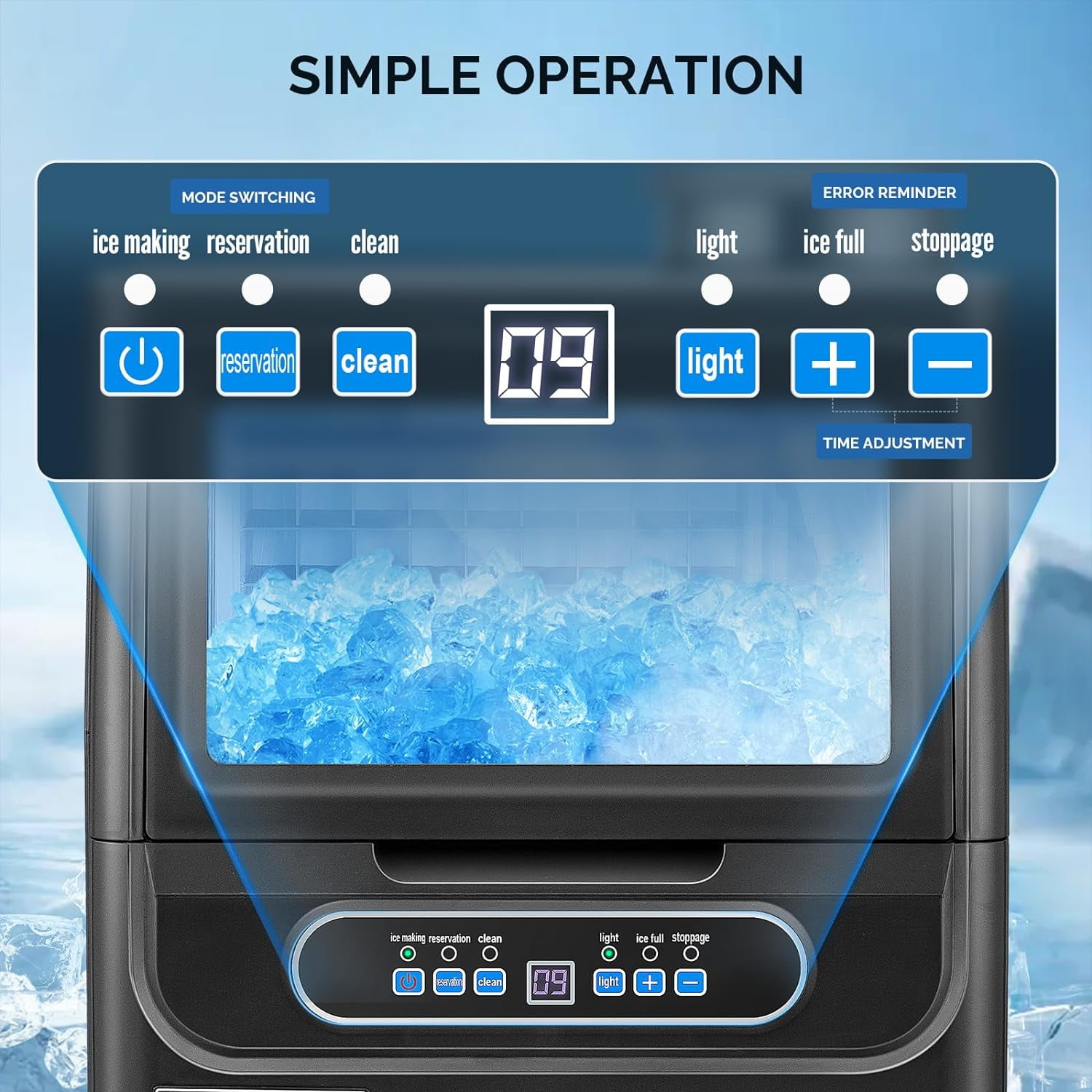 ZOKOP 70LBS/24H Ice Maker Machine with 2 Water Inlets, Freestanding/Countertop Ice Machine with 11lbs Storage Bin, Ice Scoop & Water Filter for Home Office Light Commercial Restaurant Bar Cafe Use
