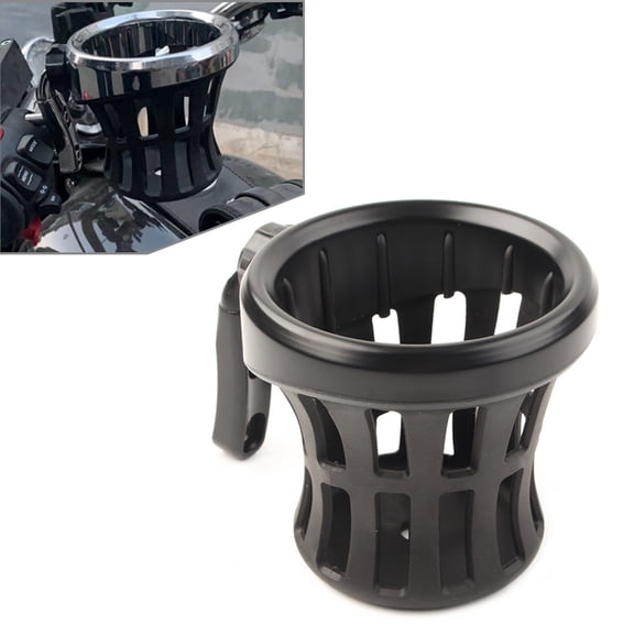 NS Matte Black Motorcycle Handlebar Cup Holder Drink W/ Mesh Basket Mount Universal for Davidson Fat Bob Blackline Cross Bones Deluxe