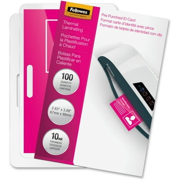 Fellowes, FEL52051, Punched ID Card Glossy Thermal Laminating Pouches, 100 / Pack, Clear
