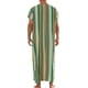 thumbnail image 3 of Camisa de dormir a rayas INSPIRE CHIC para hombre, con cuello en V, mangas cortas, bata de noche en color bloque, verde caqui, talla M, 3 of 5