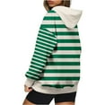 thumbnail image 6 of miqiqism Oversized Striped Sweatshirt for Women Color Block Hoodies Juniors Casual Pullover Tunic Top Long Sleeve Y2K Clothes with Pockets,Green,Large, 6 of 6