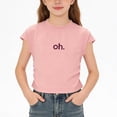 thumbnail image 4 of BFHHYA Girls Cotton Print Shirts Short Sleeve Crewneck Ruched Cropped Tops Tween Fashion Casual Summer T-Shirts Size 1-12 Years, 4 of 8