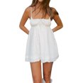 thumbnail image 3 of Coduop Women's Casual Spaghetti Strap Sling Dress Sleevesless Backless Tie-up Short A-line Dress, 3 of 7