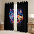 thumbnail image 2 of Manfei Wild Wolf Kitchen Curtains,Jungle Animal Black Out Curtains Pack of 2 (42x63 Each),Multicolor, 2 of 7
