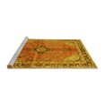 thumbnail image 2 of Ahgly Company Machine Washable Indoor Square Medallion Yellow Traditional Area Rugs, 7' Square, 2 of 4