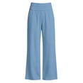 thumbnail image 6 of ABSUYY Womens High Waisted Wide Leg Pants Light Blue Elastic Waist Relaxed Fit Trousers with Pockets,Size S, 6 of 9