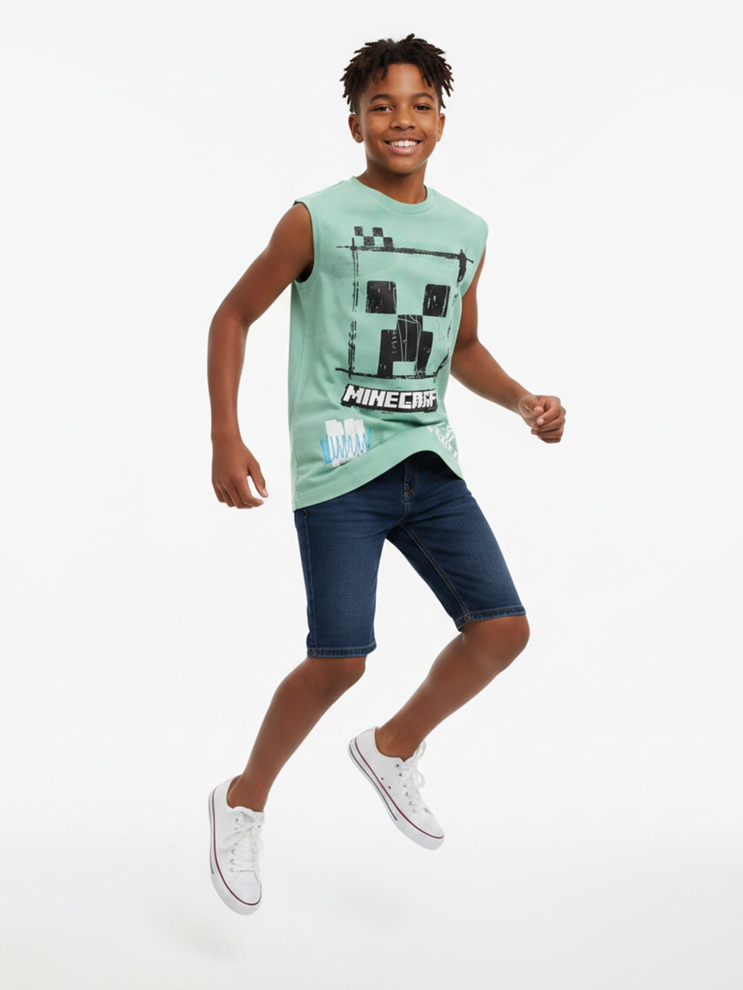 Minecraft Boys Creeper Graphic Muscle Tank Top, Sizes 4-18