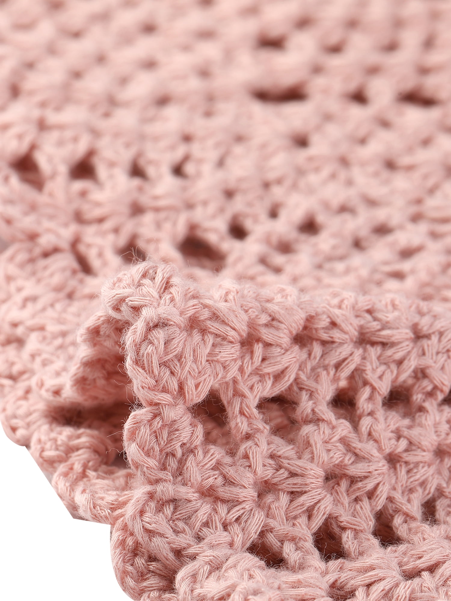 Unique Bargains Women's 2 Pieces Bikini Hollow Out Cami Skirt Crochet Knit Sets M Pink