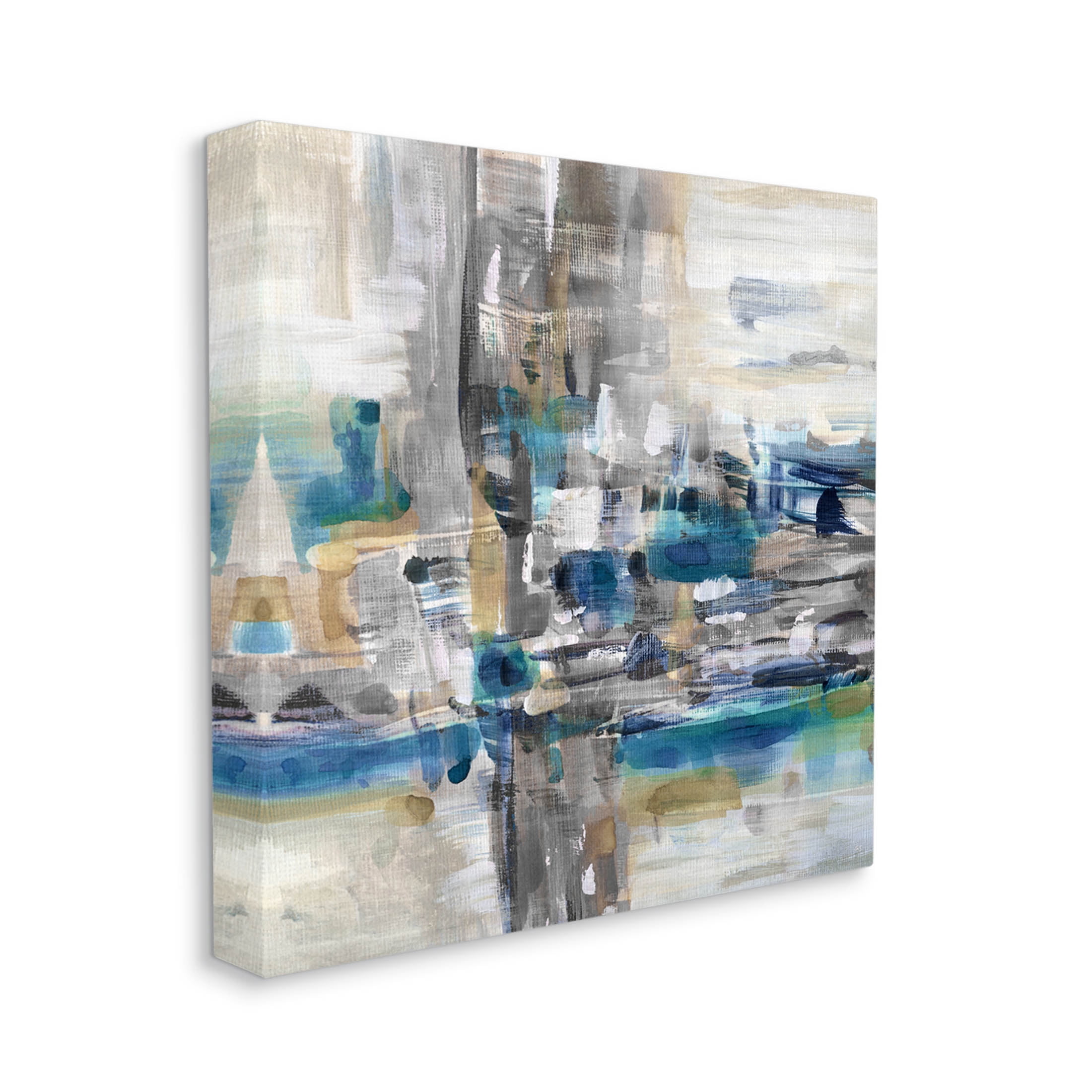 Modern Layered Chaotic Strokes Abstract Painting Gallery Wrapped Canvas Print Wall Art