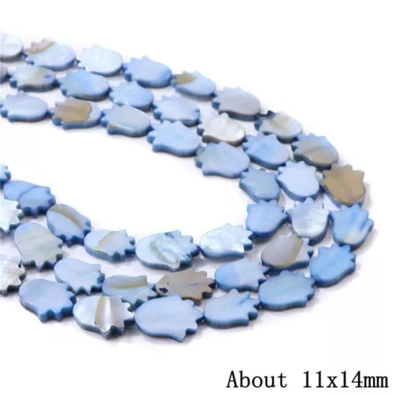 HOOUN Natural Shell Beads Blue Colored Shell Star Heart Shape Beads for Jewelry Making-24 Hand Shape-About 15 inches