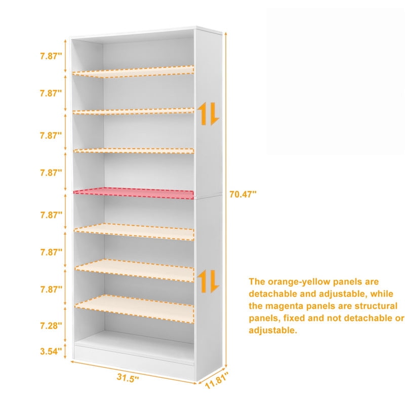 8-Tier Open Shoe Storage Cabinet, Heavy Duty Shoe Shelf Unit, Freestanding Tall Shoe Rack with Adjustable Shelves