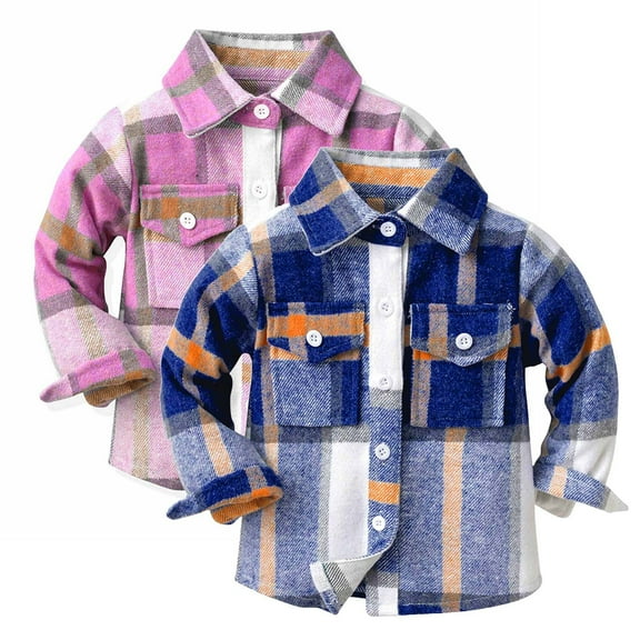 APEXFWDT Flannel Shirts for Boys & Girls Long Sleeve Buffalo Plaid Tops Toddler Baby Button Down Shirts Western Plaid Shirts for Kids