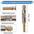 thumbnail image 3 of 1 juego de extensión de válvula de neumático de cobre de 180 grados con extensor de vástago de válvula de acero inoxidable universal de 75 mm para automóvil, motocicleta, RV, camión y bicicleta, 3 of 6
