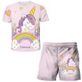 thumbnail image 1 of Verano bebé niños niñas unicornio camiseta + Pantalones cortos conjunto ropa niños lindo dibujos animados 2 uds niños niñas lindo unicornio ropa Sets13T Gao Jinjia LED, 1 of 2
