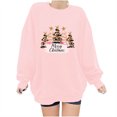 thumbnail image 2 of asdoklhq Christmas Oversized Sweatshirt for Women Round Printed Loose Fitting Sweatshirts Long Sleeve Hoodless Sweatshirts Pink L, 2 of 4