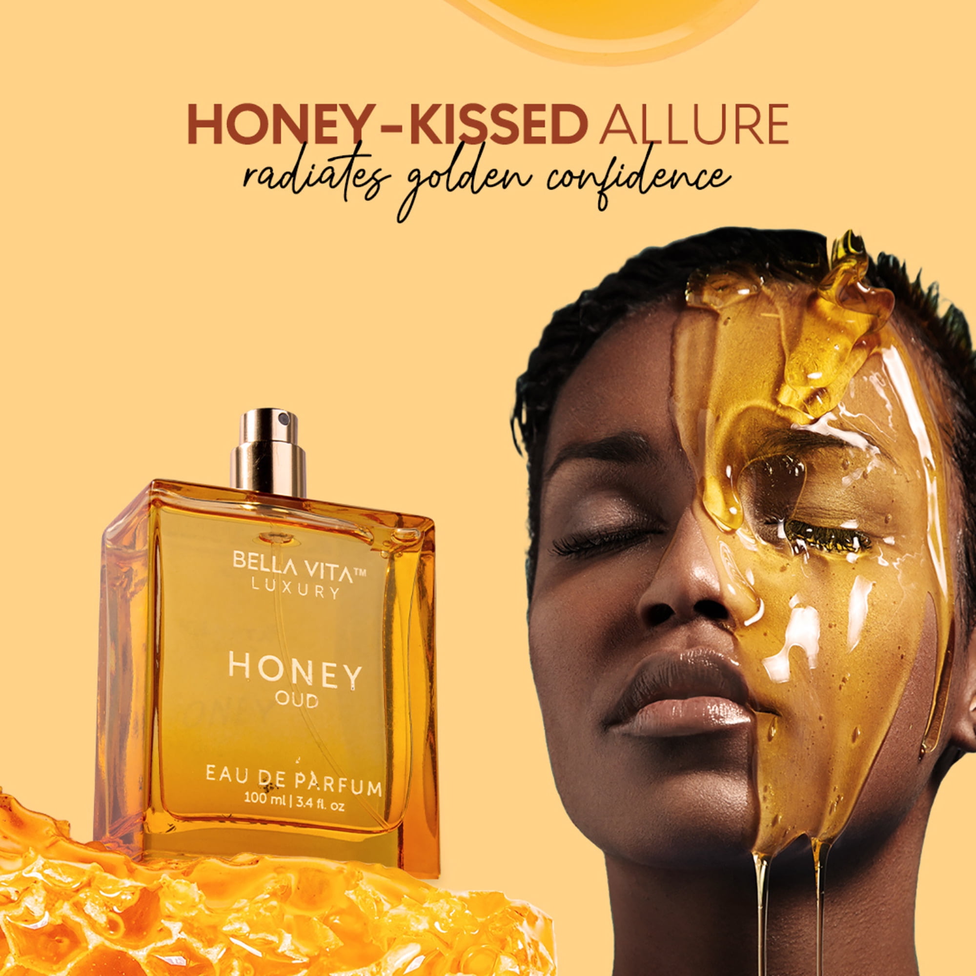 BELLAVITA HONEY Oud Unisex, Perfume for Women and Cologne for Men, 3.38 oz