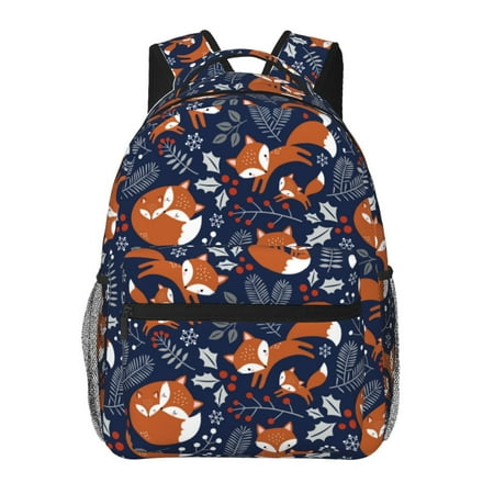 Ratiio Cute Foxes Print Eco-Friendly Casual Backpack, Water-Resistant Polyester Canvas Daypack with Smooth Zippers, Comfortable & Durable Travel Bag with Laptop Compartment
