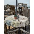 thumbnail image 3 of Outdoor Tablecloth with Umbrella Hole Zipper Vintage Eiffel Tower Round Tablecloth 54" Waterproof Table Cloth Retro Love Floral Plants Farmhouse Wooden Patio Table Cover Tablecloths for Picnic, 3 of 8