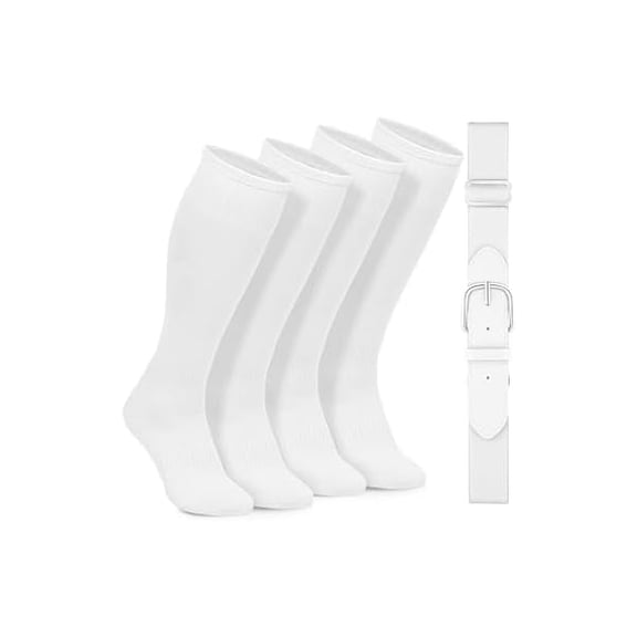 Eryueer2 Pairs Baseball Socks and Belt Cotton Adjustable Youth Baseball Softball Socks Belt for Boys Girls