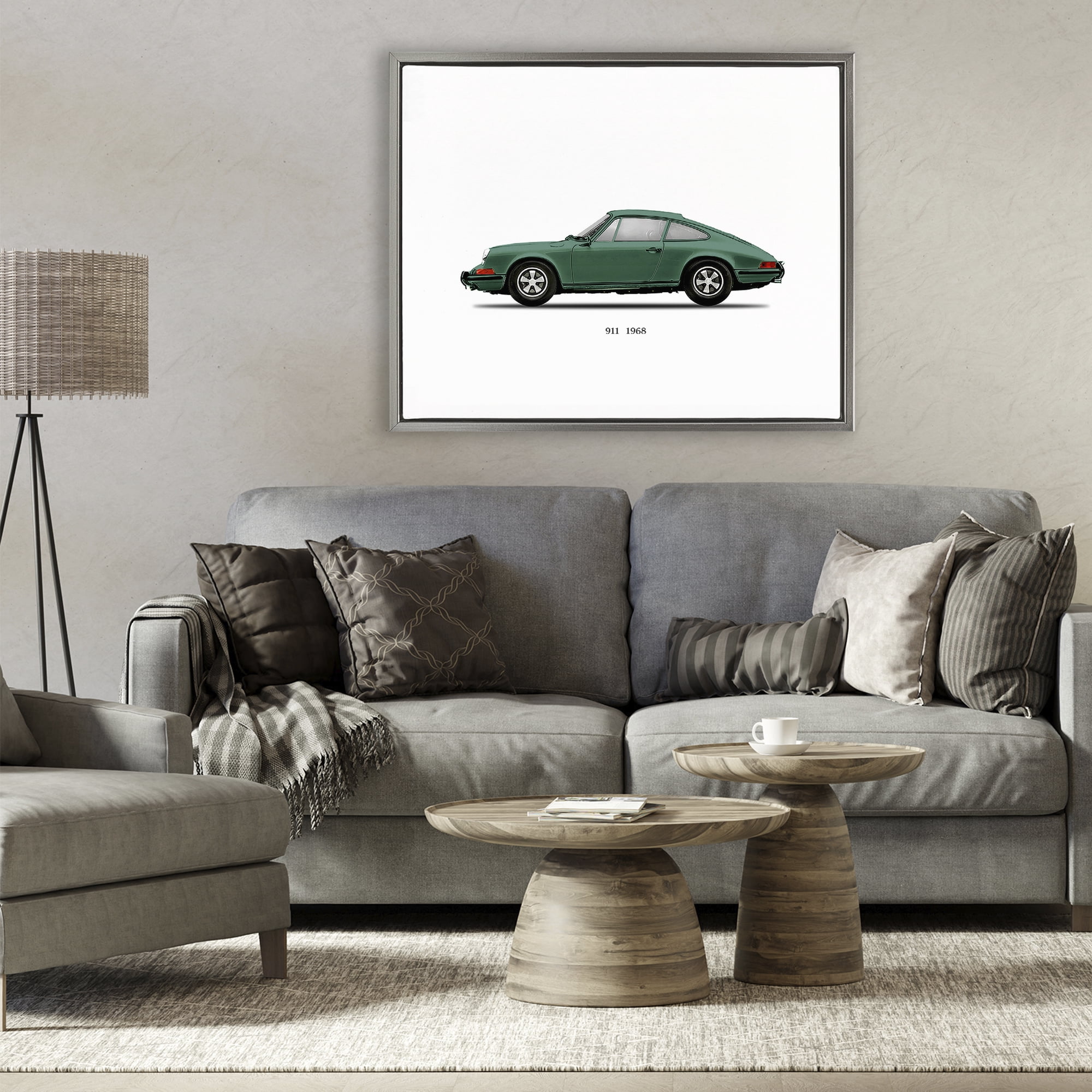 Stupell Industries Green Vintage Car Model Gray Framed Floater Canvas Wall Art, design by Mark Rogan