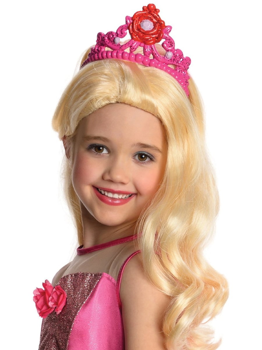 Kristyn Barbie Child's Long Blonde Dress Up Costume Wig With Attached Tiara